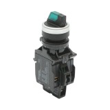 Buton selector iluminat 24V AC/DC LED verde cu 2 pozitii 1NO+1NC, 10A/600V AC, 1A/250V DC LA42 Breckner Germany