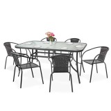 Set mobilier de grădină Lerkules 6+1 cadru metalic negru