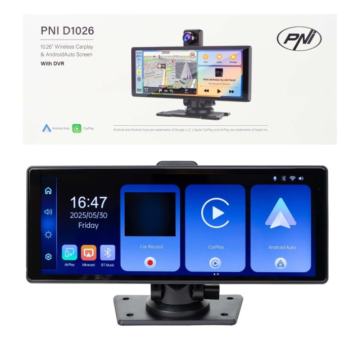 Aproape nou: Monitor auto cu DVR PNI D1026 10.26 inch, wireless Carplay, navigatie,