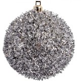 Set Globuri Brad Craciun, Tinsel, Argintii, 8cm, 6 Bucăți, Oem