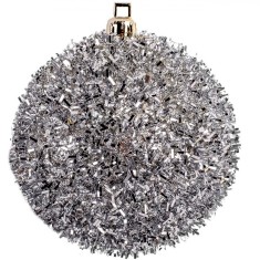 Set Globuri Brad Craciun, Tinsel, Argintii, 8cm, 6 Bucăți