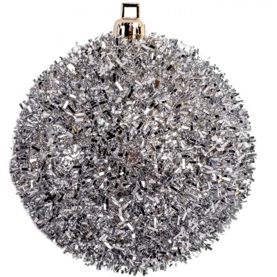 Set Globuri Brad Craciun, Tinsel, Argintii, 8cm, 6 Bucăți foto
