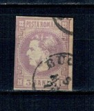 1870 - Carol I cu favoriți, 3 bani stampilat