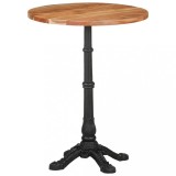 Masă bistro vidaXL, &Oslash;60x76cm, lemn masiv acacia, maro, HORECA, baruri, cluburi, blat 3cm, stabilă, fontă