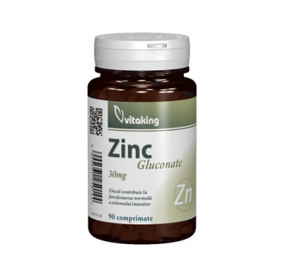 Gluconat de Zinc 25mg, 90 comprimate, Vitaking foto