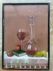 Tablou &quot;Natura statica cu vin, mere si pere&quot;