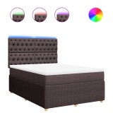 Cumpara ieftin Pat box spring cu saltea, maro inchis, 140x200 cm, textil