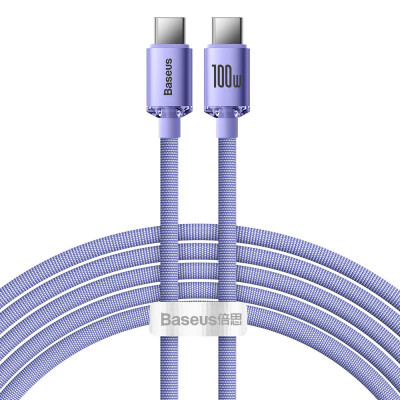 Cablu Baseus Crystal Shine Series Cablu USB Pentru &amp;icirc;ncărcare Rapidă și Transfer De Date USB Tip C - USB Tip C 100W 2m Violet (CAJY000705) foto
