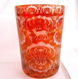 VAZA RUBIN INGRID GLAS DECOR CU CERB CASTEL 19.5 CM