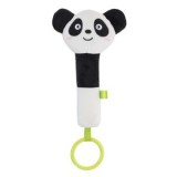 Jucarie zornaitoare de plus cu inel de dintitie, Panda, 17 cm, CMCLASS