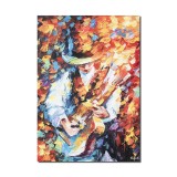 Tablou pictat manual, Chitaristul, stilizat , 70x50cm pictura ulei in cutit, efect 3D, gata de agatat pe perete