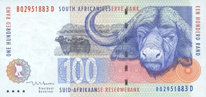 AFRICA DE SUD █ bancnota █ 100 Rand █ 1999 █ P-126b █ UNC █ necirculata