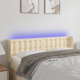 vidaXL Tăblie de pat cu LED, crem, 147x16x78/88 cm, textil