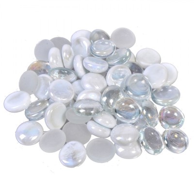 Pietre Decorative Sticlă, Albe, Strălucitoare, Transparente, 340g foto