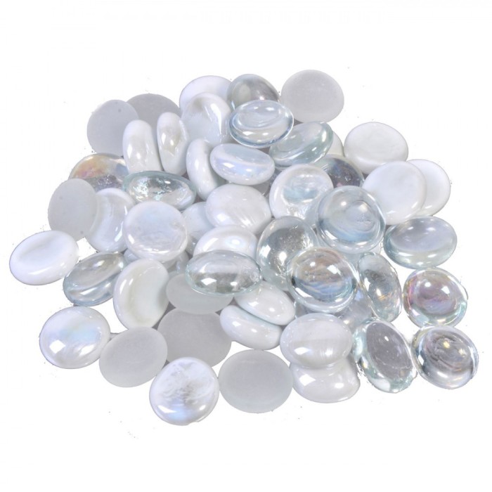 Pietre Decorative Sticlă, Albe, Strălucitoare, Transparente, 340g
