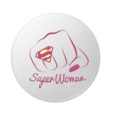 Cumpara ieftin Insigna metalica rotunda 58 mm model Super Woman cu simbol grafic roz
