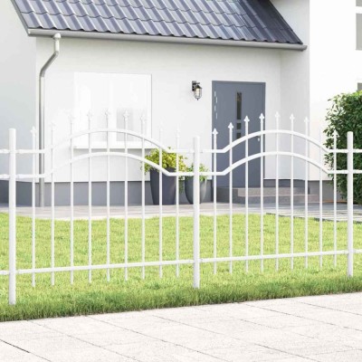 vidaXL Gard de Grădină Alb 140 cm Oțel vopsit &amp;icirc;n pulbere 42003969 foto