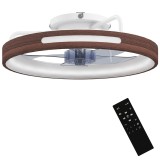 HOMCOM Ventilator de tavan cu lumină LED 40 W motor DC reversibil telecomandă 6 viteze 3 culori temporizator Teak | Aosom Romania