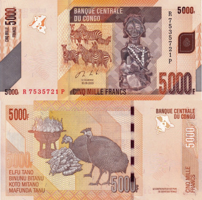 CONGO 5.000 francs 2020 UNC!!! foto