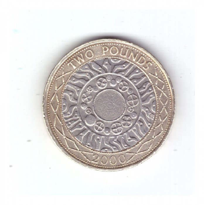 Moneda Anglia 2 pounds / 2 lire 2000, stare buna, curata