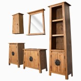 Cumpara ieftin Set de baie, 5 piese, lemn masiv de pin