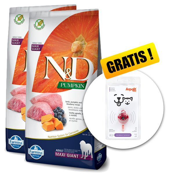 Farmina N&amp;amp;D dog PUMPKIN (GF) adult giant maxi, lamb &amp;amp; blueberry 2 x 12 kg + Arpalit NEO GRATUIT