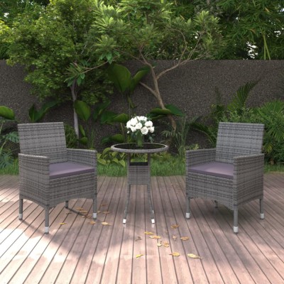 Gossi set mobilier de gradina, 3 piese, gri, poliratan foto