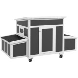 PawHut Adăpost din Lemn pentru Găini cu Cuib pentru Ouă pentru 6 Găini, Gri &Icirc;nchis | Aosom Romania