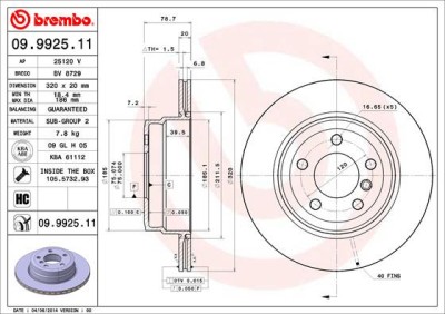 BREMBO 09.9925.11 PRIME LINE - UV Coated Disc frana foto