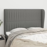 VidaXL Tăblie de pat cu aripioare gri &icirc;nchis 147x23x118/128 cm textil 3118193