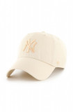 47 brand șapcă de baseball din bumbac MLB New York Yankees culoarea bej, cu imprimeu, B-NLRGW17GWS-NTM