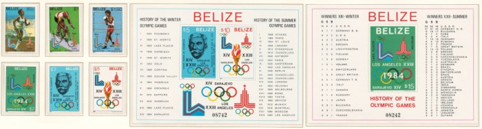 Belize 1981 Mi 563/68 + bl 36/37 a MNH - Istoria Jocurilor Olimpice
