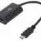 Cablu DisplayPort soclu, USB C mufa, USB 3.0, lungime 0.2m, negru, Goobay - 38530