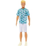 Papusa Barbie Fashionistas Ken cu par blond, purtand tricou cu cactus, Mattel