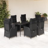 vidaXL Set mobilier de grădină cu perne, 7 piese, negru, poliratan 3213179