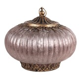 Cumpara ieftin Candela cu led sticla roz metal cupru 17x14 cm