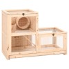 Cusca Hamsteri vidaXL, Lemn Brad, 81x40x60cm, 2 Niveluri, Roata Alergare, Maro, Accesorii Inclus