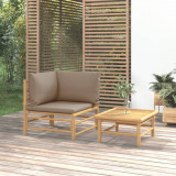 Set mobilier de gradina cu perne gri taupe, 2 piese, bambus GartenMobel Dekor, vidaXL