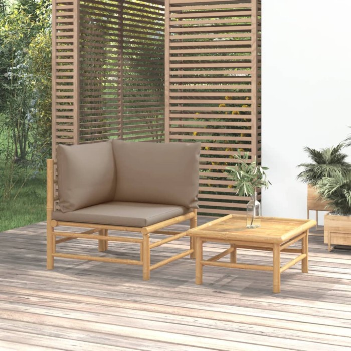 Gossi set mobilier de gradina cu perne gri taupe, 2 piese, bambus