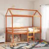 Gossi pat inalt de dormitor, maro ceruit, 90x190cm, lemn masiv de pin