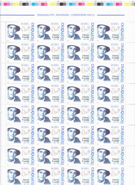 TIMBRE ROMANIA MNH LP1672/2005 ANIVERSARI PERSONALITATI ( I) COLI 32 TIMBRE