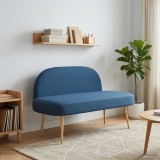 vidaXL Bancă tapițată cu spătar albastru 110 x 60 x 76 cm Poliester 42040764