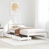 VidaXL Cadru pat fără saltea, alb, 100x200 cm, lemn masiv pin