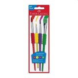 Set 4 Pensule Pictura Faber Castell, Par Sintetic Colorat, Grip Moale, Pensule Rotunde si Tesite, Set Scolar Multicolor