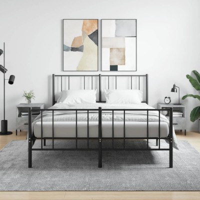 vidaXL Noptiere, 2 buc., gri beton, 40x35x47,5 cm, lemn compozit foto