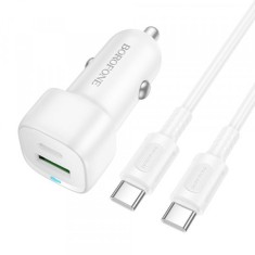 Incarcator Auto Cu Cablu USB-C Borofone BZ34B Cloud, 20W, 3A, 1 x USB-A - 1 x USB-C, Alb