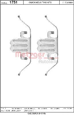 Set accesorii, placute frana BMW Seria 1 Cupe (E82) (2007 - 2013) METZGER 109-1751