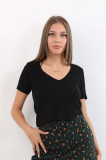 Top crop cu decolteu adanc Pull&amp;Bear, Negru, XL