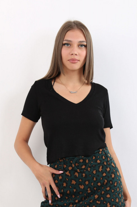 Top crop cu decolteu adanc Pull&amp;Bear