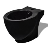 Cumpara ieftin Bideu rotund pe pardoseala, negru, ceramica calitate superioara
